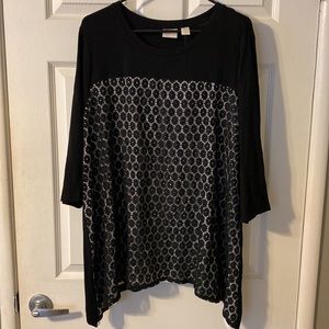 Chicos Shark bite lace front tunic